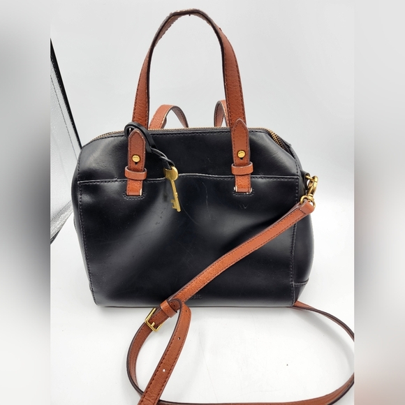 Fossil Handbags - Fossil Rachel Black and Brown Satchel